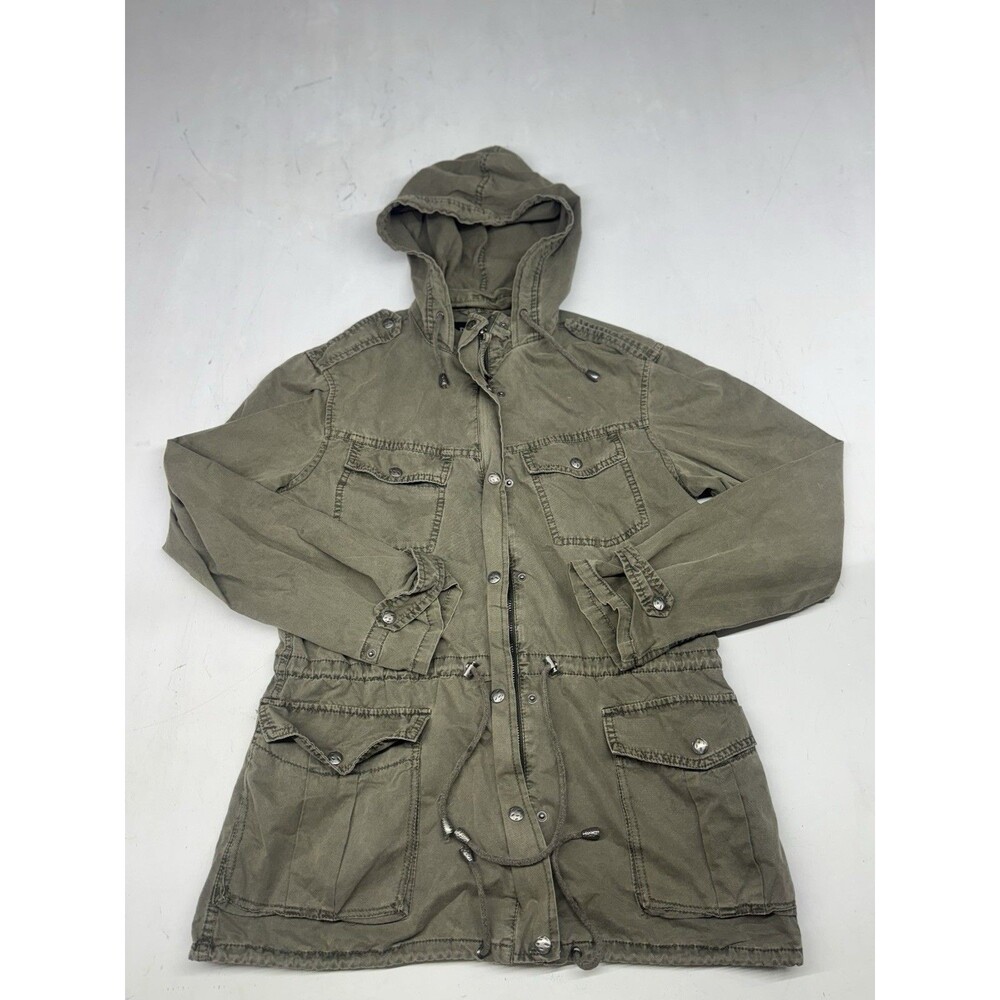 Women’s Military Utility Parka Hooded Jacket Army Green Safari Size Small